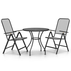 vidaXL 3-Piece Outdoor Dining Set Expanded Metal Anthracite