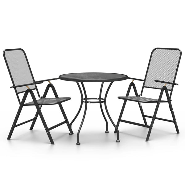 vidaXL 3-Piece Outdoor Dining Set Expanded Metal Anthracite