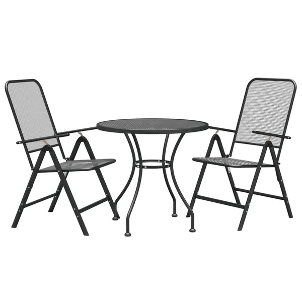 vidaXL 3-Piece Outdoor Dining Set Expanded Metal Anthracite