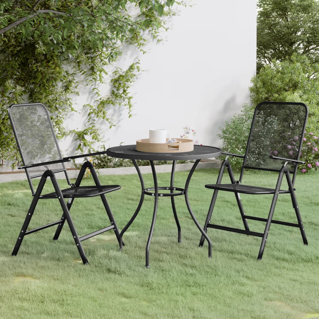 vidaXL 3-Piece Outdoor Dining Set Expanded Metal Anthracite
