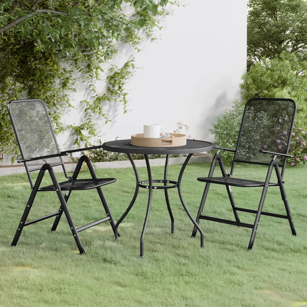 vidaXL 3-Piece Outdoor Dining Set Expanded Metal Anthracite