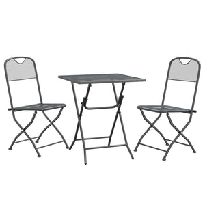 vidaXL 3-Piece Outdoor Dining Set Expanded Metal Anthracite