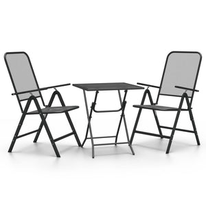 vidaXL 3-Piece Outdoor Dining Set Expanded Metal Anthracite