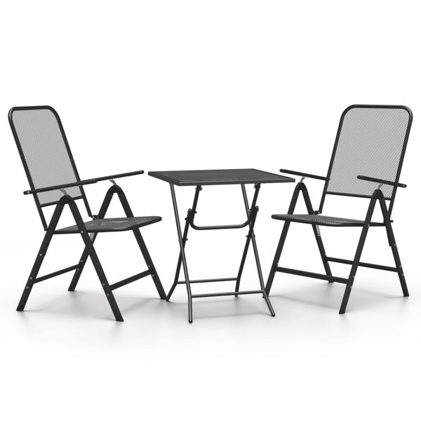 vidaXL 3-Piece Outdoor Dining Set Expanded Metal Anthracite