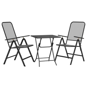 vidaXL 3-Piece Outdoor Dining Set Expanded Metal Anthracite