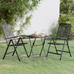 vidaXL 3-Piece Outdoor Dining Set Expanded Metal Anthracite