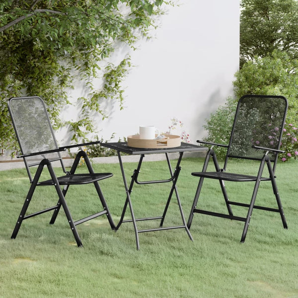 vidaXL 3-Piece Outdoor Dining Set Expanded Metal Anthracite