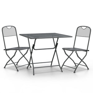 vidaXL 3-Piece Outdoor Dining Set Expanded Metal Anthracite