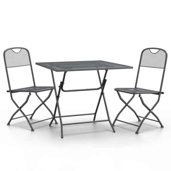 vidaXL 3-Piece Outdoor Dining Set Expanded Metal Anthracite