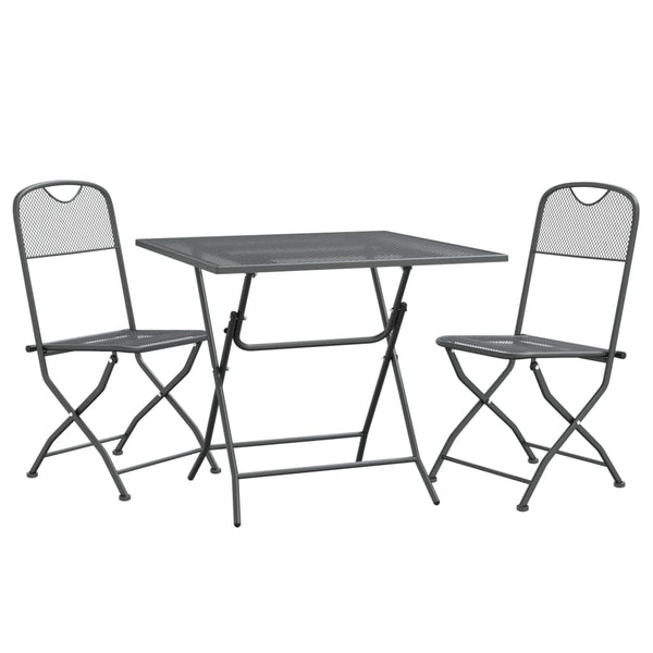 vidaXL 3-Piece Outdoor Dining Set Expanded Metal Anthracite