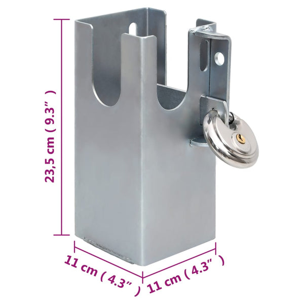 vidaXL Trailer Lock Silver 11x11x23.5 cm Steel