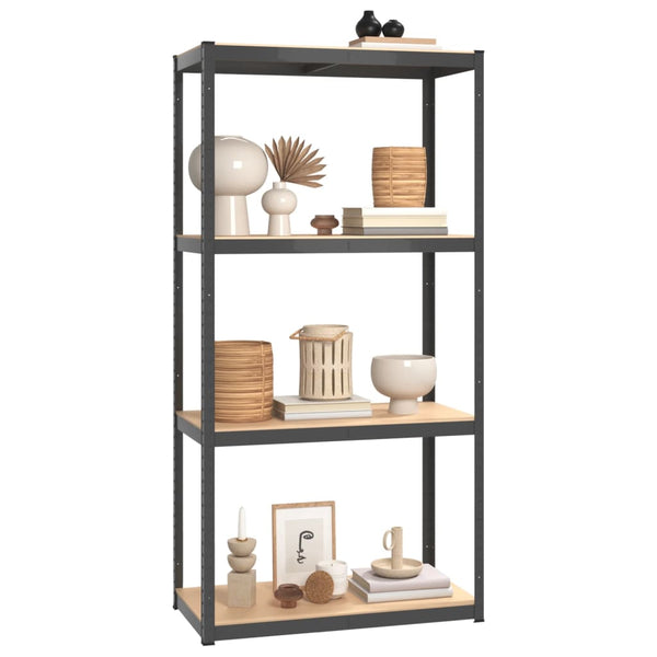 vidaXL Storage Rack with 4 Shelves Anthracite Steel & Engineered Wood