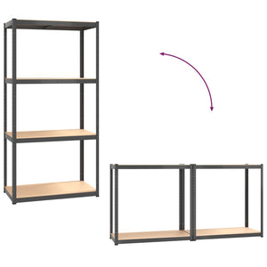 vidaXL Storage Rack with 4 Shelves Anthracite Steel & Engineered Wood