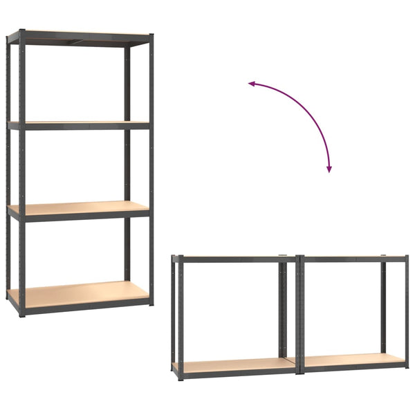 vidaXL Storage Rack with 4 Shelves Anthracite Steel & Engineered Wood