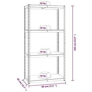 vidaXL Storage Rack with 4 Shelves Anthracite Steel & Engineered Wood
