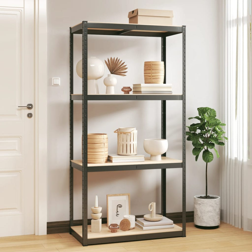 vidaXL Storage Rack with 4 Shelves Anthracite Steel & Engineered Wood