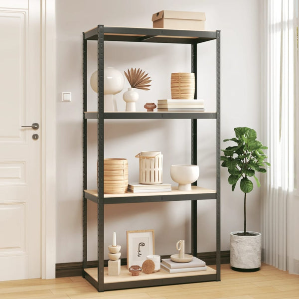 vidaXL Storage Rack with 4 Shelves Anthracite Steel & Engineered Wood