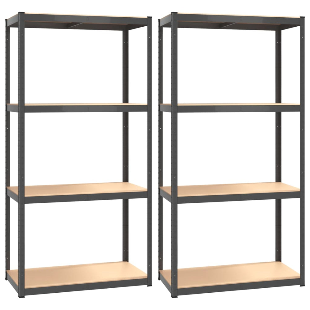 vidaXL Shelves with 4 Tiers 2 pcs Anthracite Steel & Engineered Wood