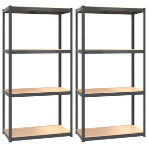 vidaXL Shelves with 4 Tiers 2 pcs Anthracite Steel & Engineered Wood