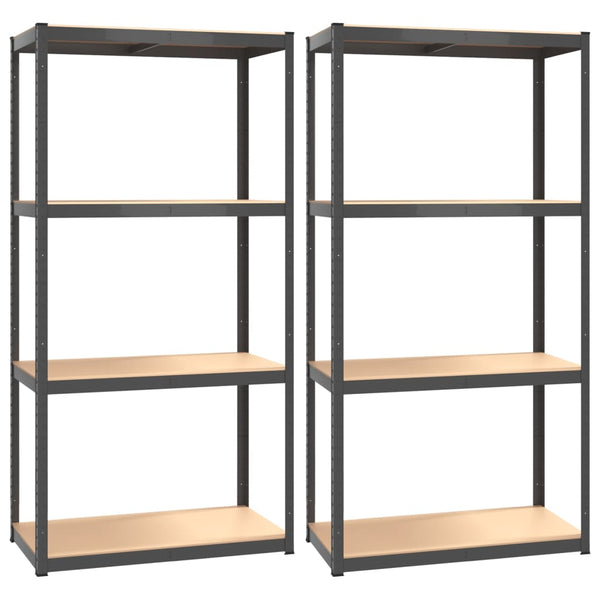 vidaXL Shelves with 4 Tiers 2 pcs Anthracite Steel & Engineered Wood