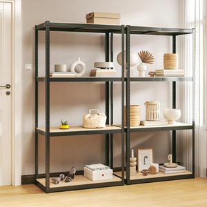 vidaXL Shelves with 4 Tiers 2 pcs Anthracite Steel & Engineered Wood