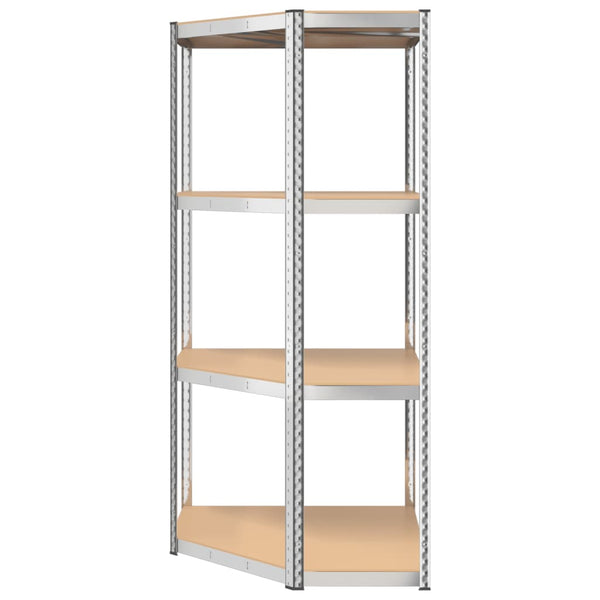 vidaXL 4-Tier Corner Shelf Silver Steel & Engineered Wood