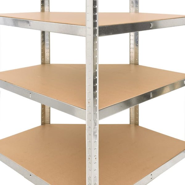 vidaXL 4-Tier Corner Shelf Silver Steel & Engineered Wood