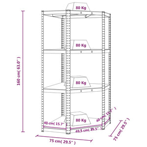 vidaXL 4-Tier Corner Shelf Silver Steel & Engineered Wood