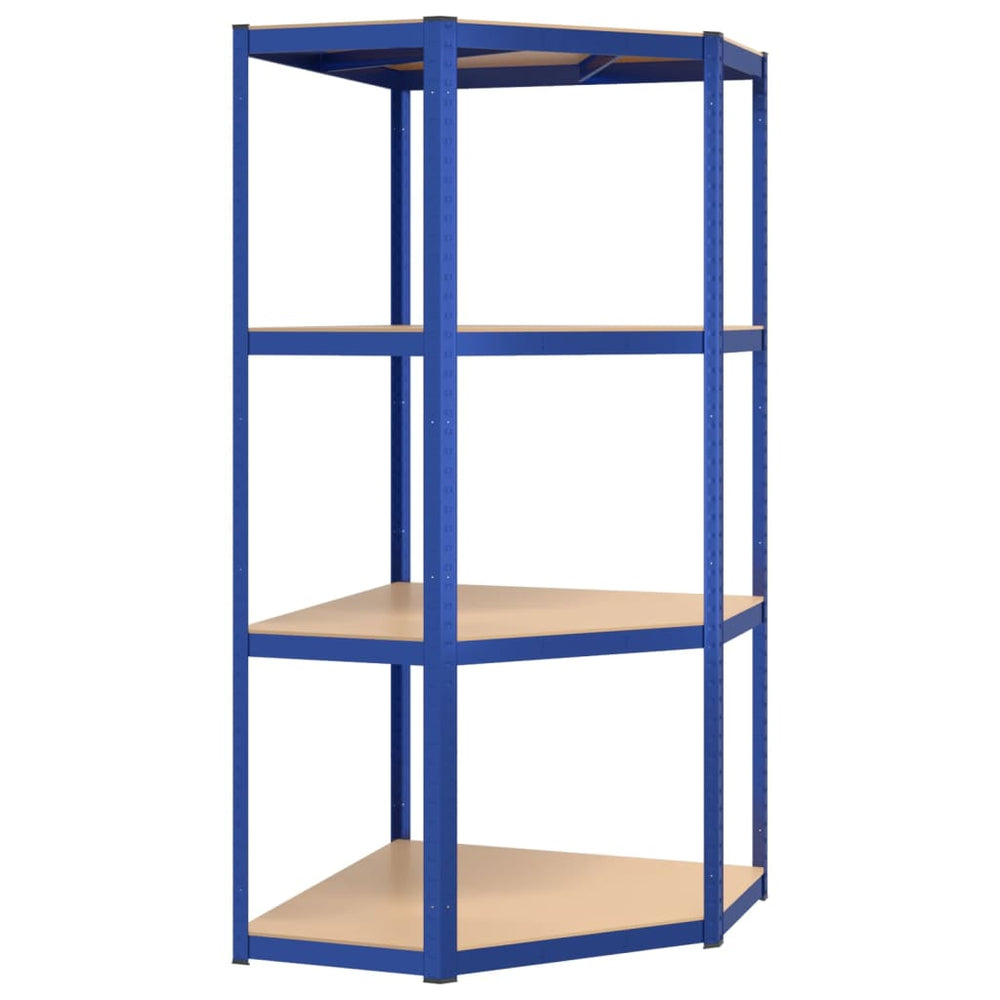 vidaXL 4-Tier Corner Shelf Blue Steel & Engineered Wood