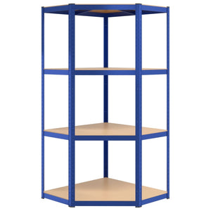 vidaXL 4-Tier Corner Shelf Blue Steel & Engineered Wood