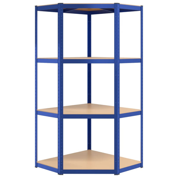 vidaXL 4-Tier Corner Shelf Blue Steel & Engineered Wood