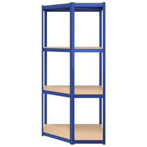 vidaXL 4-Tier Corner Shelf Blue Steel & Engineered Wood