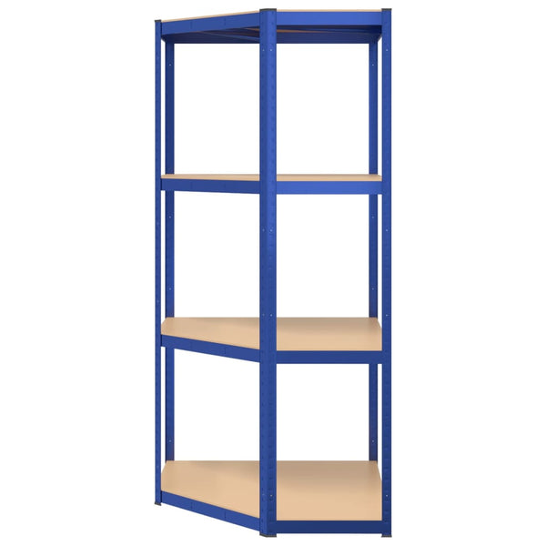 vidaXL 4-Tier Corner Shelf Blue Steel & Engineered Wood