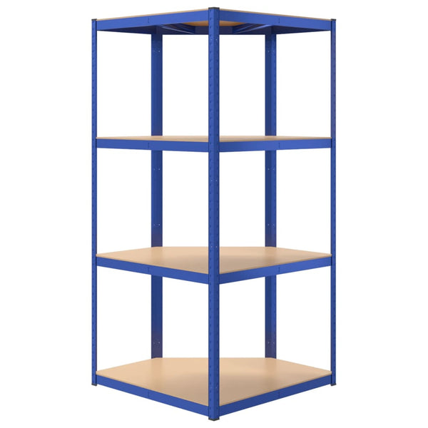 vidaXL 4-Tier Corner Shelf Blue Steel & Engineered Wood