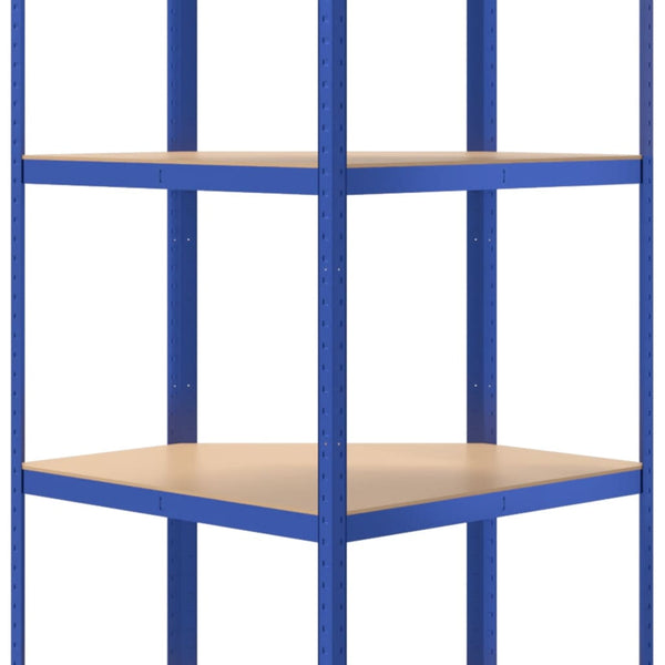 vidaXL 4-Tier Corner Shelf Blue Steel & Engineered Wood