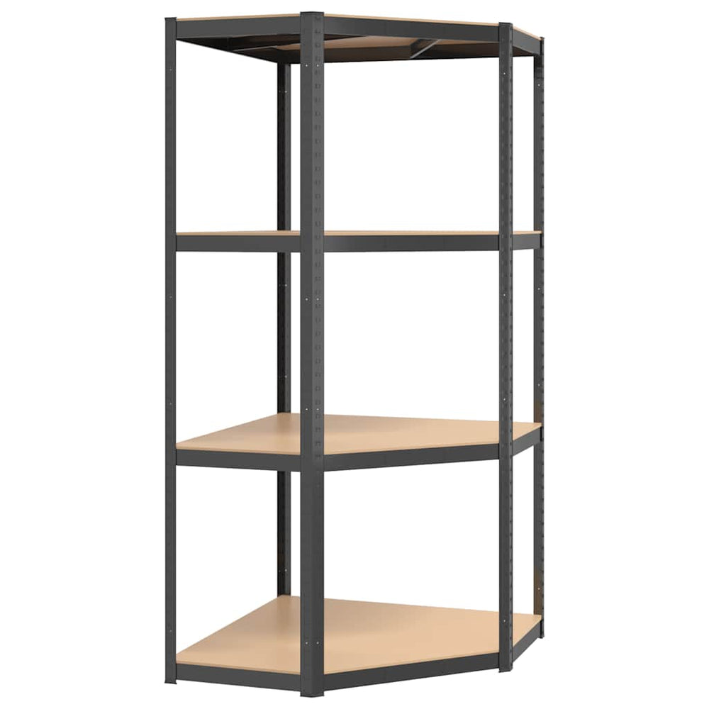 vidaXL 4-Tier Corner Shelf Anthracite Steel & Engineered Wood