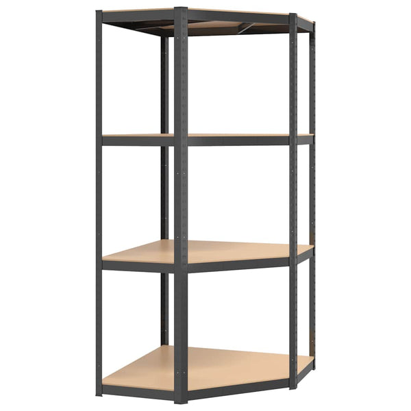 vidaXL 4-Tier Corner Shelf Anthracite Steel & Engineered Wood