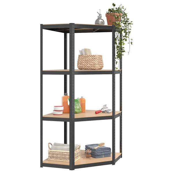 vidaXL 4-Tier Corner Shelf Anthracite Steel & Engineered Wood