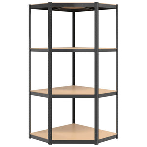 vidaXL 4-Tier Corner Shelf Anthracite Steel & Engineered Wood