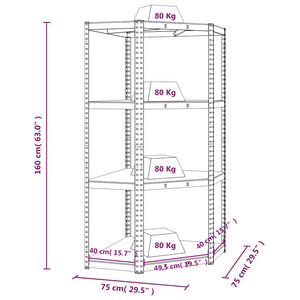 vidaXL 4-Tier Corner Shelf Anthracite Steel & Engineered Wood