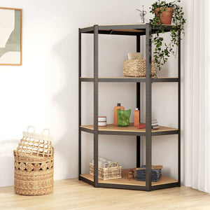 vidaXL 4-Tier Corner Shelf Anthracite Steel & Engineered Wood