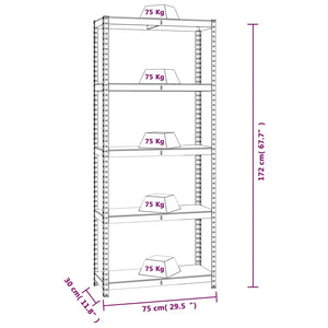 vidaXL 5-Tier Shelving Units 3 pcs Blue Steel and Engineered Wood