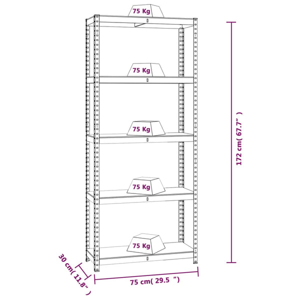 vidaXL 5-Tier Shelving Units 3 pcs Blue Steel and Engineered Wood