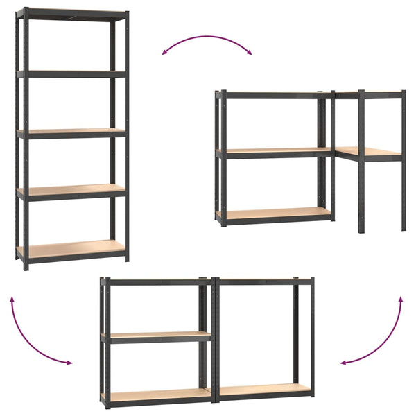 vidaXL 5-Shelf Storage Rack Anthracite Steel & Engineered Wood