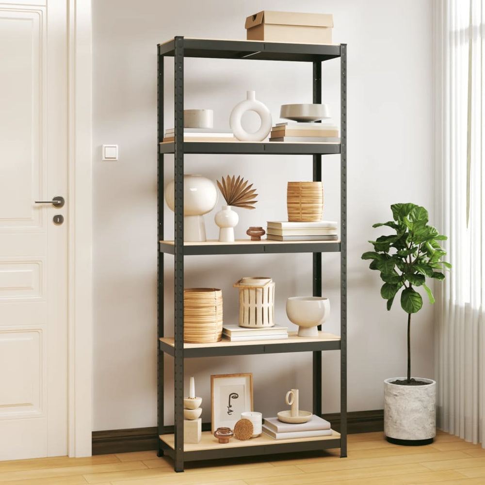 vidaXL 5-Shelf Storage Rack Anthracite Steel & Engineered Wood