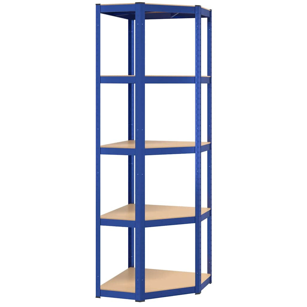 vidaXL Corner Shelving Unit with 5 Tiers Blue Steel & Engineered Wood