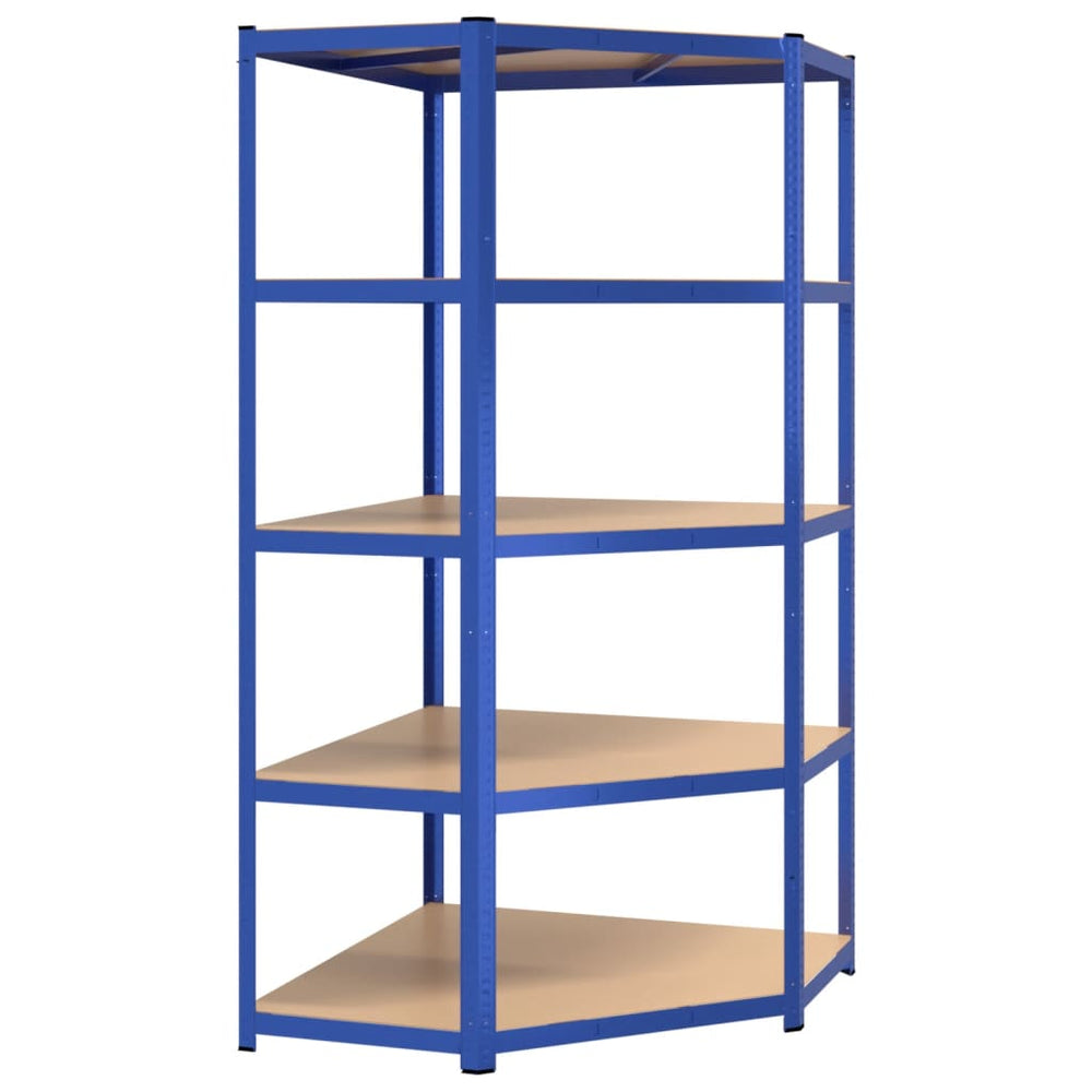 vidaXL Corner Shelving Unit with 5 Tiers Blue Steel & Engineered Wood