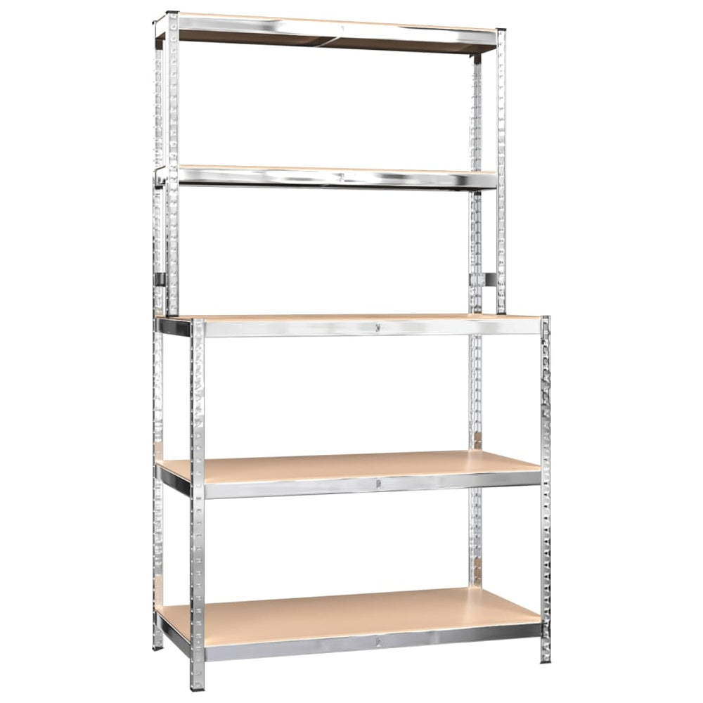 vidaXL Workbench with 5 Shelves Silver Steel & Engineered Wood