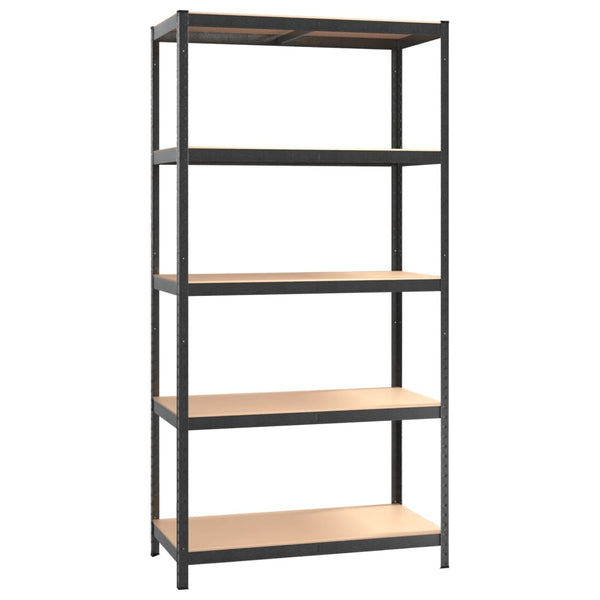 vidaXL 5-Tier Shelving Unit Grey Steel & Engineered Wood