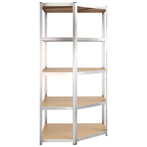vidaXL Corner Heavy Duty Rack 5 Tiers Silver Steel & Engineered Wood